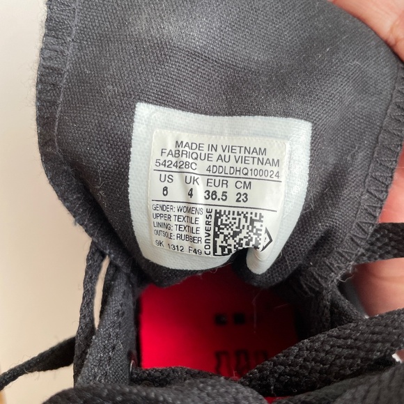 Converse All Star Chuck Taylor Womens US 6 Black Hidden Heel Wedge Crayon Bottom - Picture 3 of 9